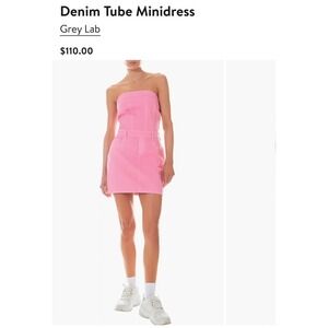 Grey Lab Denim Tube Minidress Pink Strapless Bodycon‎ 5-Pocket Mini Dress S